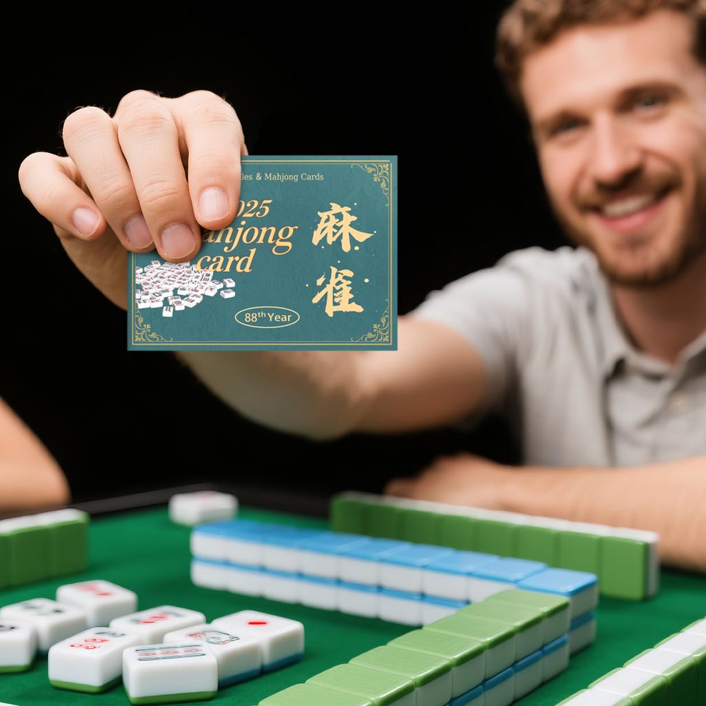 Плитки маджонга 2025, Плитки американского маджонга с печатью крупным шрифтом, 4 листа Набор правил 2025 последней редакции, Легко читаемые плитки маджонга