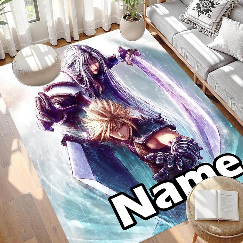 Custom Name Personalized Final Fantasy Print Carpet, Versatile Home Decor Rug, for Playroom, Apartment, Balcony, Entryway, Hallway Gift