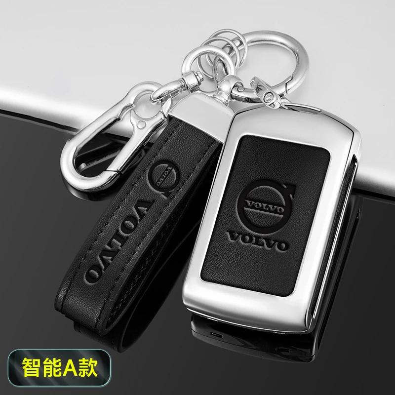 AABBG1 Zinc Alloy Car Key Case Cover Shell Holder Fob For Volvo S60 S90 XC40 XC60 XC90 V90 Polestar 1 Polestar 2 Keychain Car Accessory