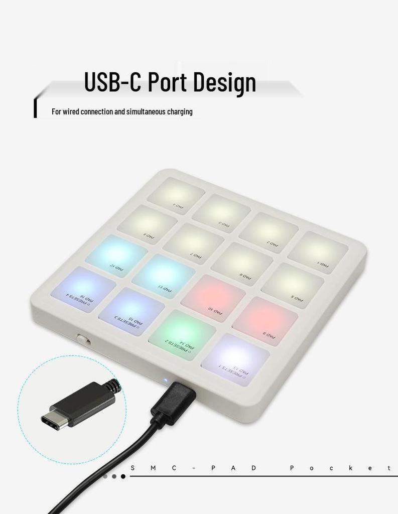 M-VAVE SMC-PAD Portable RGB MIDI DJ Pad Keyboard