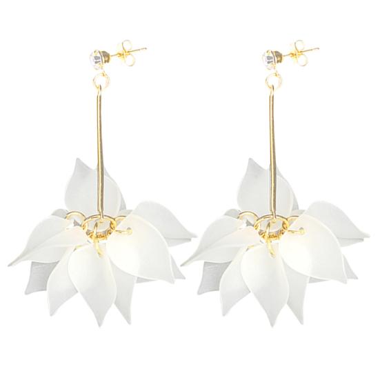 Женские цветочные лепестки, кулон с длинной кисточкой, стразы, серьги-гвоздики, ювелирные изделия, подарок