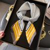 New Luxury Brand Silk Square Plaid Scarf Women Satin Neck Hair Tie Band Soft Work Neckerchife NEW Hijab Head Female Foulard