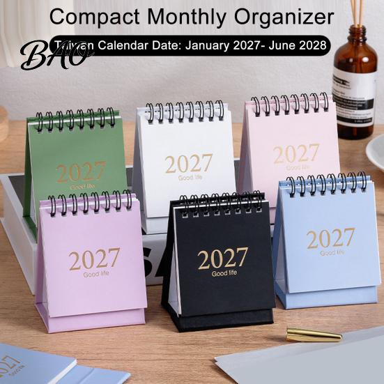 Academic Year Desktop Planner 2027-2028 Mini Standing Flip Desk Calendar, 18 Month from Jan. Cute Stationery for 2027 to Jun. 2028, Pocket Size