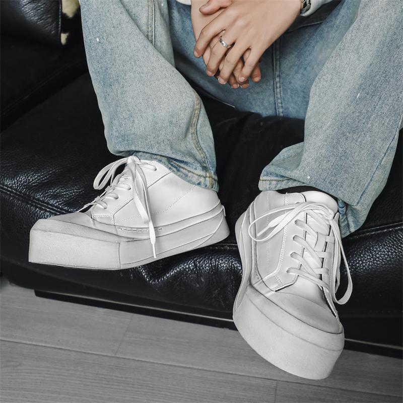 Модные мужские повседневные кожаные туфли на толстой подошве высокого качества, для улицы, с толстой подошвой, для вождения, вулканизированные, удобные оксфорды для ходьбы