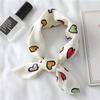 Lovely Heart Print Small Silk Scarf For Hair Tie Women Square Neck Scarves Foulard Female Bag Skinny Band Neckerchief Bandana