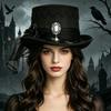 Стильная черная кружевная викторианская шляпа, шляпа для вечеринки, головной убор для ролевых игр, идеально подходит для тематических вечеринок и концертов