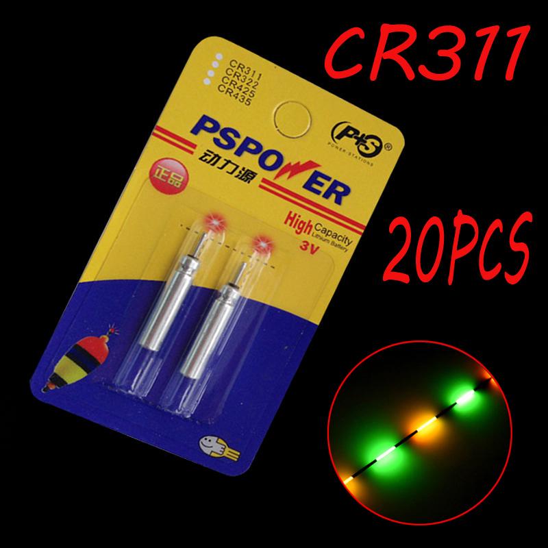 20 шт., электронный поплавок для рыбалки, аккумулятор CR425 CR322 CR435 CR311 для светящихся поплавков для ночной рыбалки