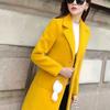 Spring/Autumn/Winter Slim Woolen Coat V-neck Solid Color Long Coat Large Size Casual Warm Windbreaker Temperament Top with Pendant