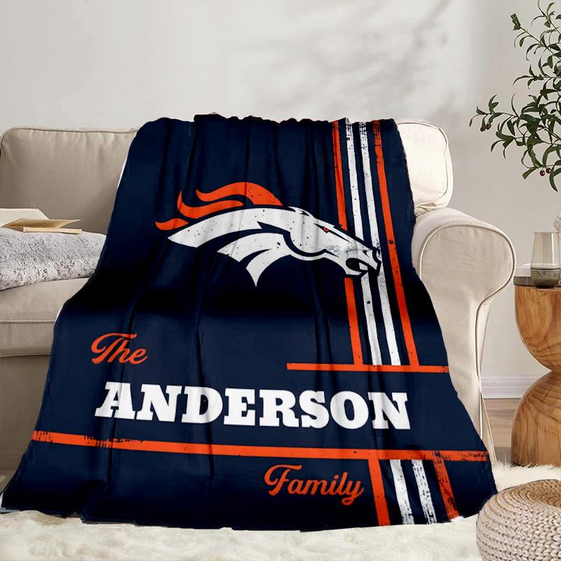 Denver Broncos Portable Blanket/Soft Blanket Bedding Blanket Suitable for Travel Camping Living Rooms Offices Sofas Fan Gifts