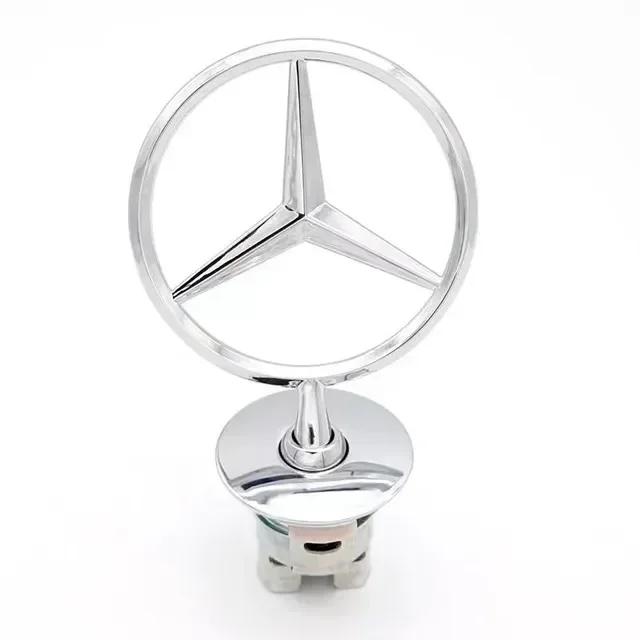 Автомобильная наклейка Новая 2025 Для Mercedes Benz Капот автомобиля Передний Хромированный Логотип Маркировка капота Звезда Значок на капот Наклейка на багажник Для Merced
