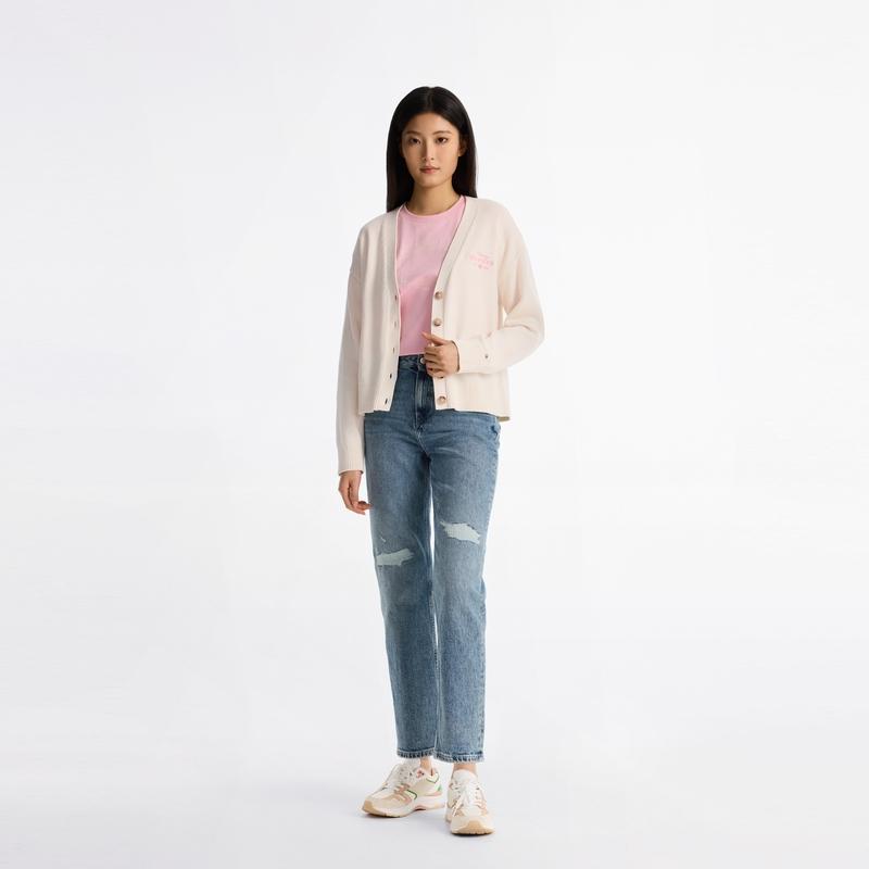 Tommy Hilfiger Повседневная куртка-свитер с вышивкой и V-образным вырезом, азиатская версия, женская верхняя одежда, цвет вне белого WW0WW45196
