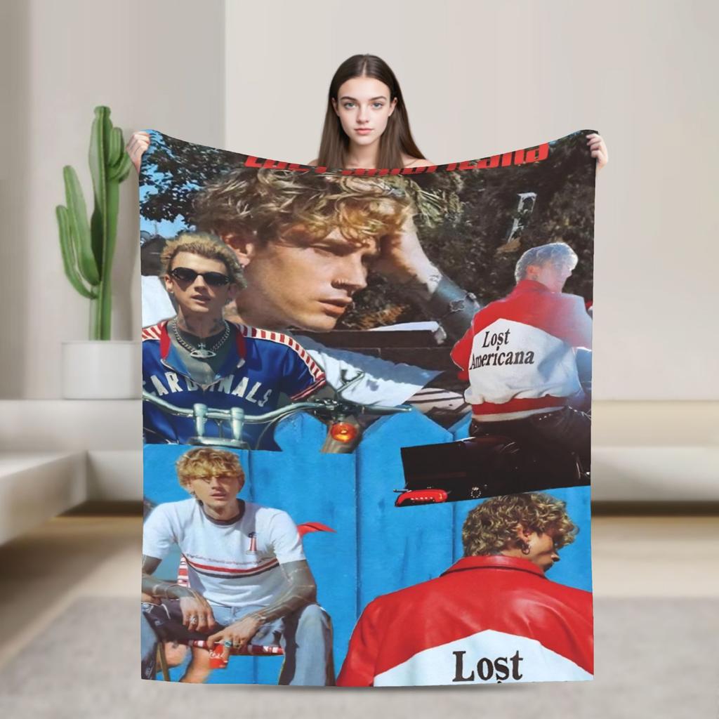 Плед MGK Lost Americana Tour 2025-2026 Разные размеры Мягкий и легкий Пледы для дивана кресла и кровати