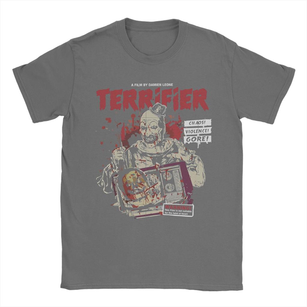 Men T-Shirts Terrifier Horror Movie Funny Cotton Tees Short Sleeve  T Shirt Crew Neck Clothing Party