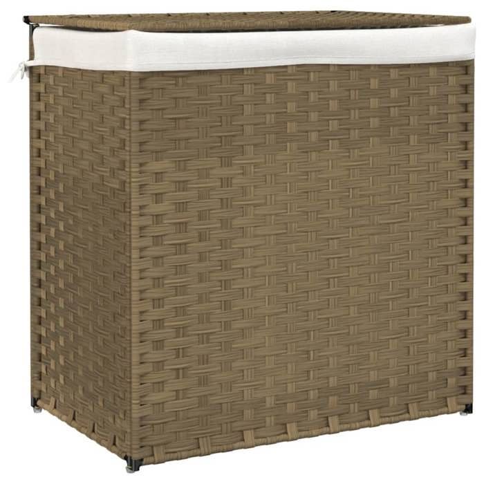 VidaXL Panier à linge avec 2 sections 53x35x57 cm résine tressée 372034