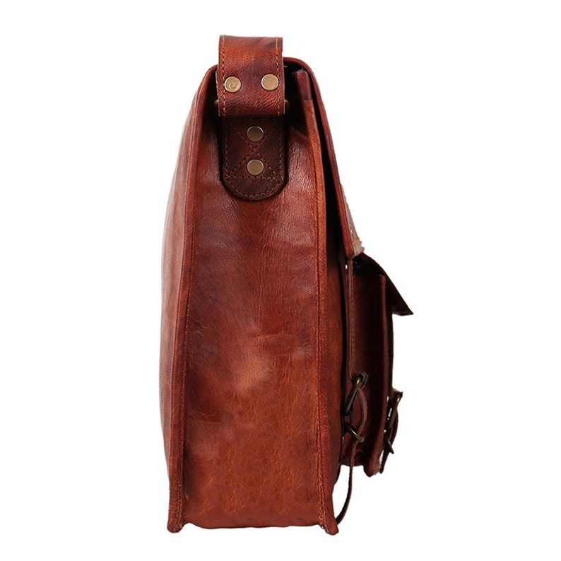 Кожаный мессенджер - Сумка-мессенджер из козьей кожи для ноутбука Ретро-сумка-мессенджер Кожаная сумка Офисный портфель Портфель Рабочая сумка Сумка для колледжа