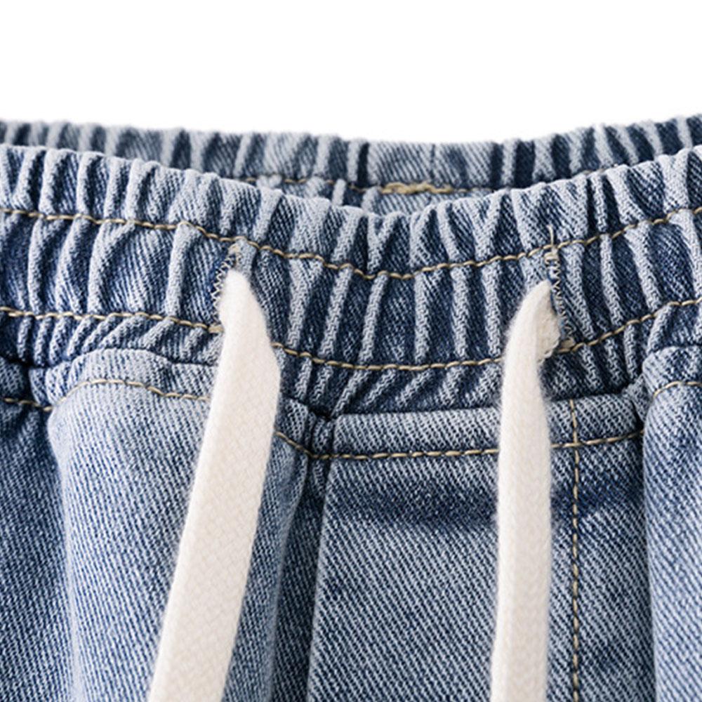 Тонкие / толстые повседневные мужские джинсы Plus Velvet 78% Cotton Drawstring Denim, мешковатые широкие брюки, прямые брюки, спортивные штаны для мужчин в стиле хип-хоп