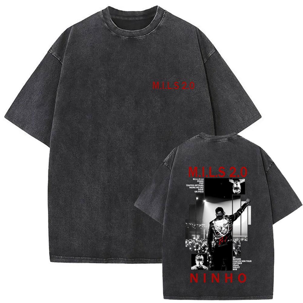 Washed Vintage Rapper PLK Chambre Album Graphic Tshirts Men Hip Hop Fashion Pop Music T Shirts Mens Casual Cotton Tshirt