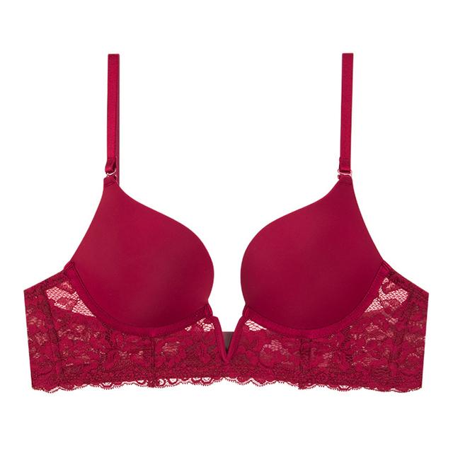 Женский сексуальный бюстгальтер пуш-ап, французское кружевное нижнее белье с глубоким V-образным вырезом, женский тонкий свадебный бюстгальтер без косточек, нижнее белье, топ с вышивкой без следов