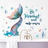 Cartoon Mermaid Wall Stickers for Bedroom Wallpaper Kids Room Living Room Decoration