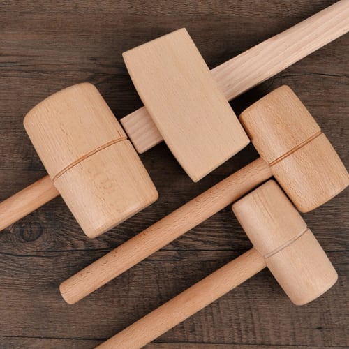 Comfortable Round Head High-Hardness Mallet, Beech Wood Hammer for Woodworking, Wood Carving, and Leathercraft, DIY Carpentry Tool for Woodworking Ent
