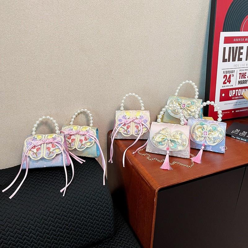 Style Chinese Embroidery Kids Trendy Bag Pu Material Fun Pattern Outings Summer