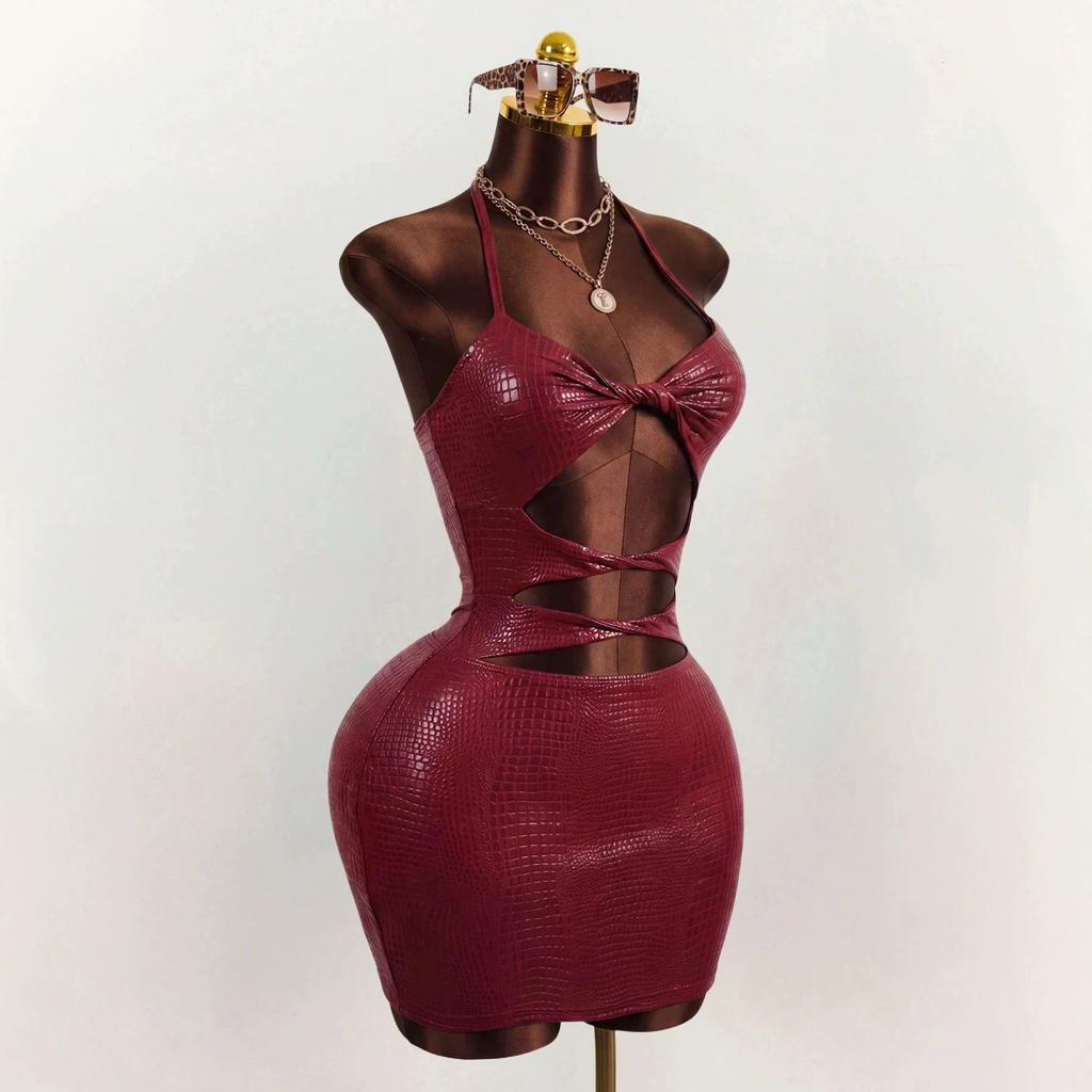 European and American style women's clothing summer new fashionable solid color sleeveless splicing bronzing suspender hollow tight short dress women