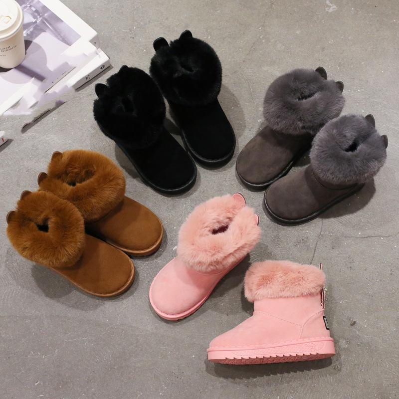 Зимние новые детские зимние сапоги для девочек, плюс бархатные короткие сапоги принцессы для девочек, теплая детская хлопковая обувь для детей