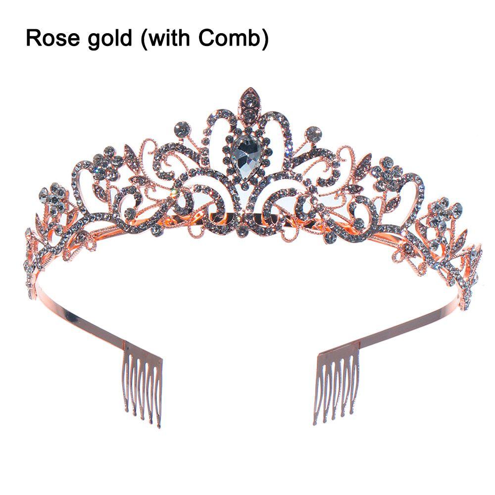 Bridal Hair Accessories Silver Tiara Crown Princess Rhinestone Crown Crystal Headband with Combs