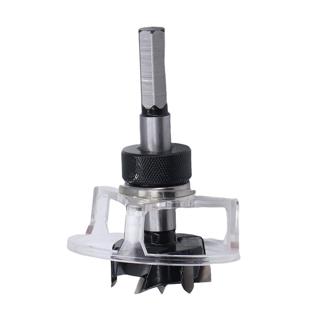35mm Hole Opener with Transparent Cover 3 Flutes Hole Cutter Drill Bit for Woodworking Door Lock Drawer Drilling