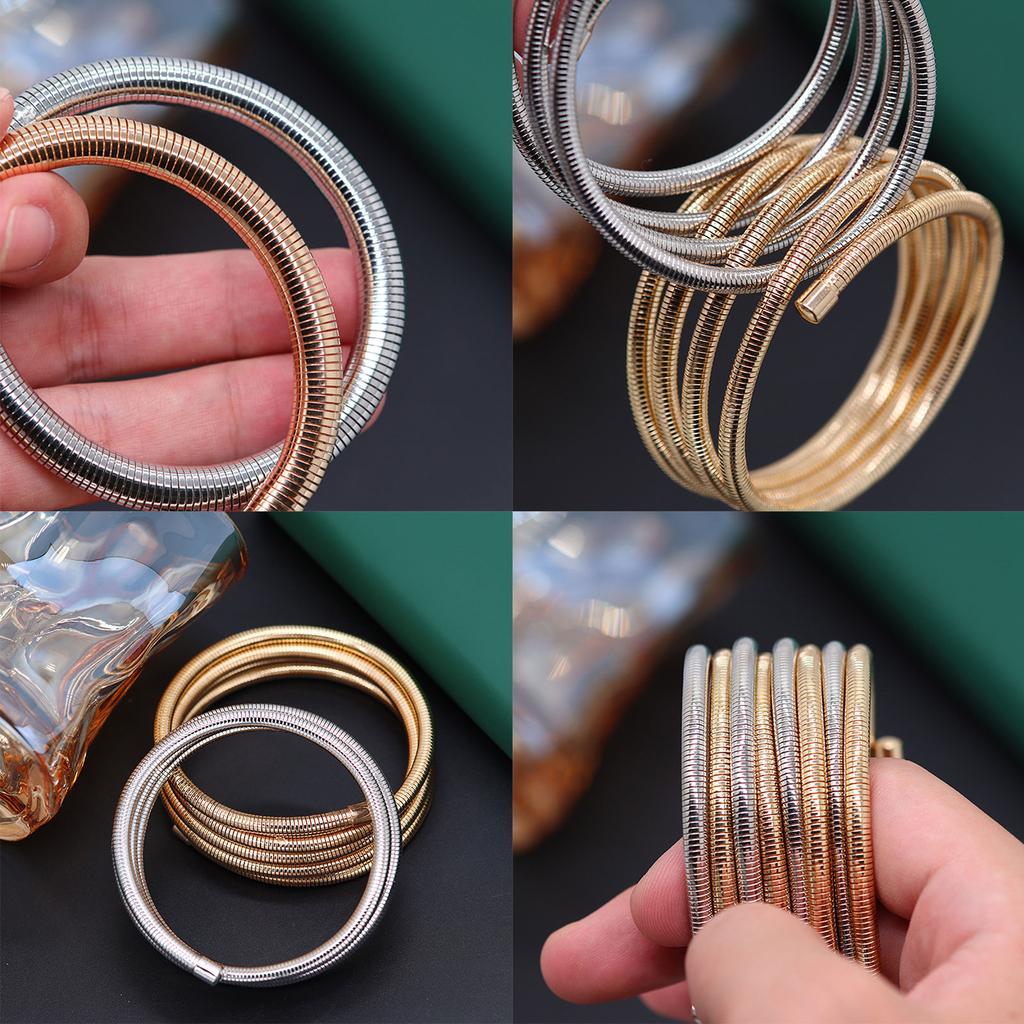 Stackable Multi Layer Arm Bracelet Stylish Metal Elastic Jewelry Stackable Bracelet Elastic Bangle for Fashionable Lover