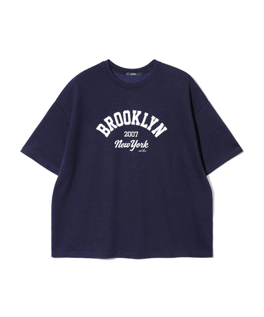 ADHOC Женская винтажная футболка с надписью Brooklyn, полуприлегающего кроя, с коротким рукавом (военно-морской флот) (Hc5Sta1)