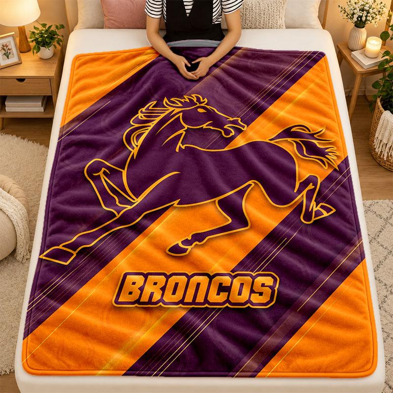 Flannel BlanketBrisbane Broncos Warm Soft Throw Blanket for Indoor Sofa Bed Living Room Use