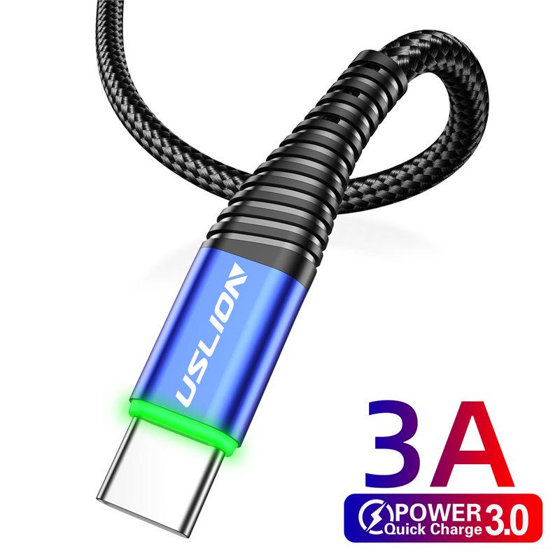 USLION 3A, 2 м, USB-кабель типа C, зарядное устройство для мобильного телефона, тип C, быстрая зарядка, шнур передачи данных Andriod Microusb