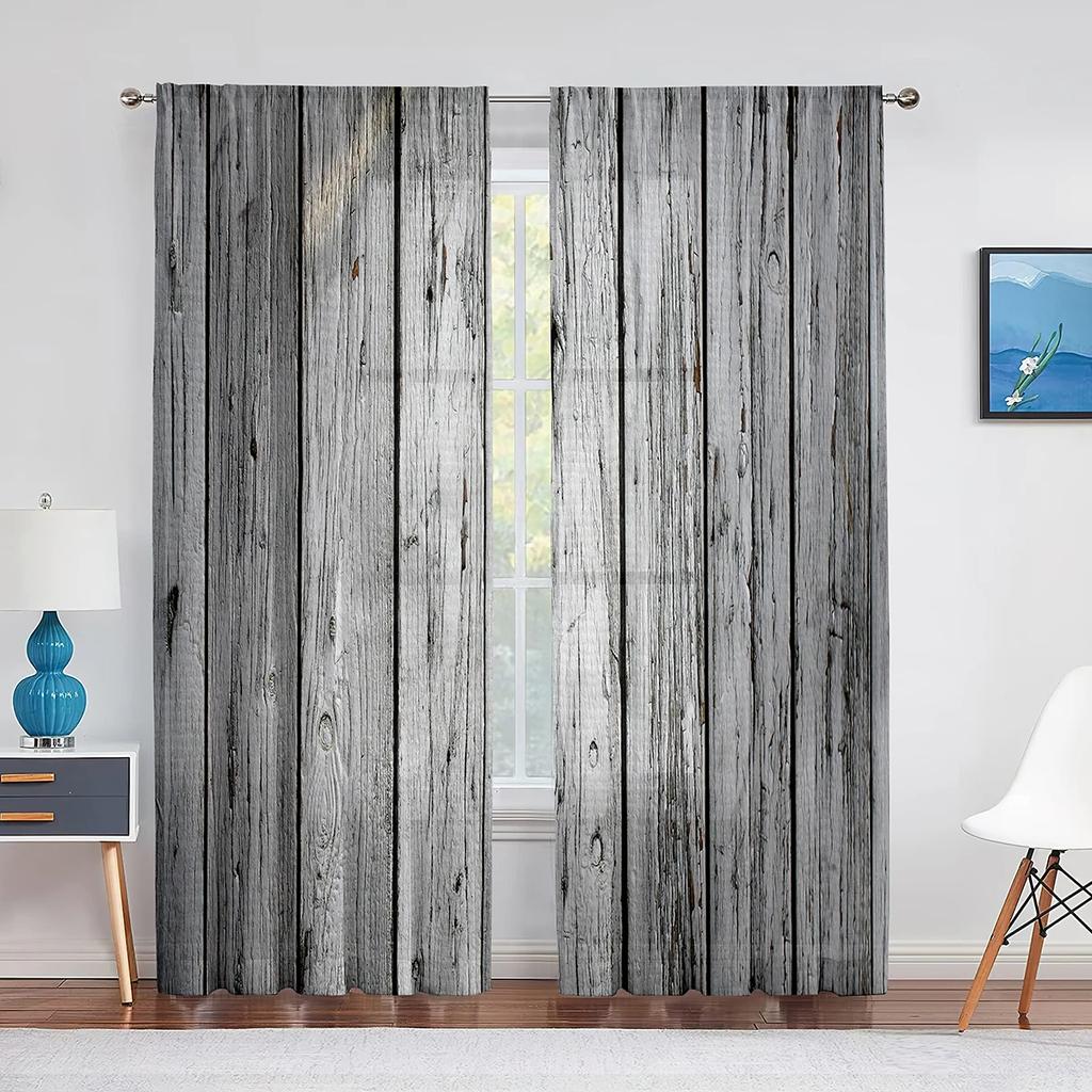 2 шт., шторы в деревенском стиле в западном коричневом примитивном стиле из дерева, фильтрующие свет для гостиной, кухни, спальни, оконные шторы, декор