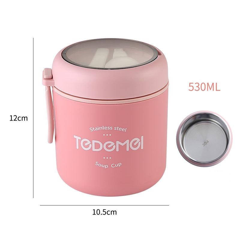 Insulated Stainless Steel Food Thermal Jar 530ml/710ml Soup Thermos Container Lunch Box for School Children Keeps Hot