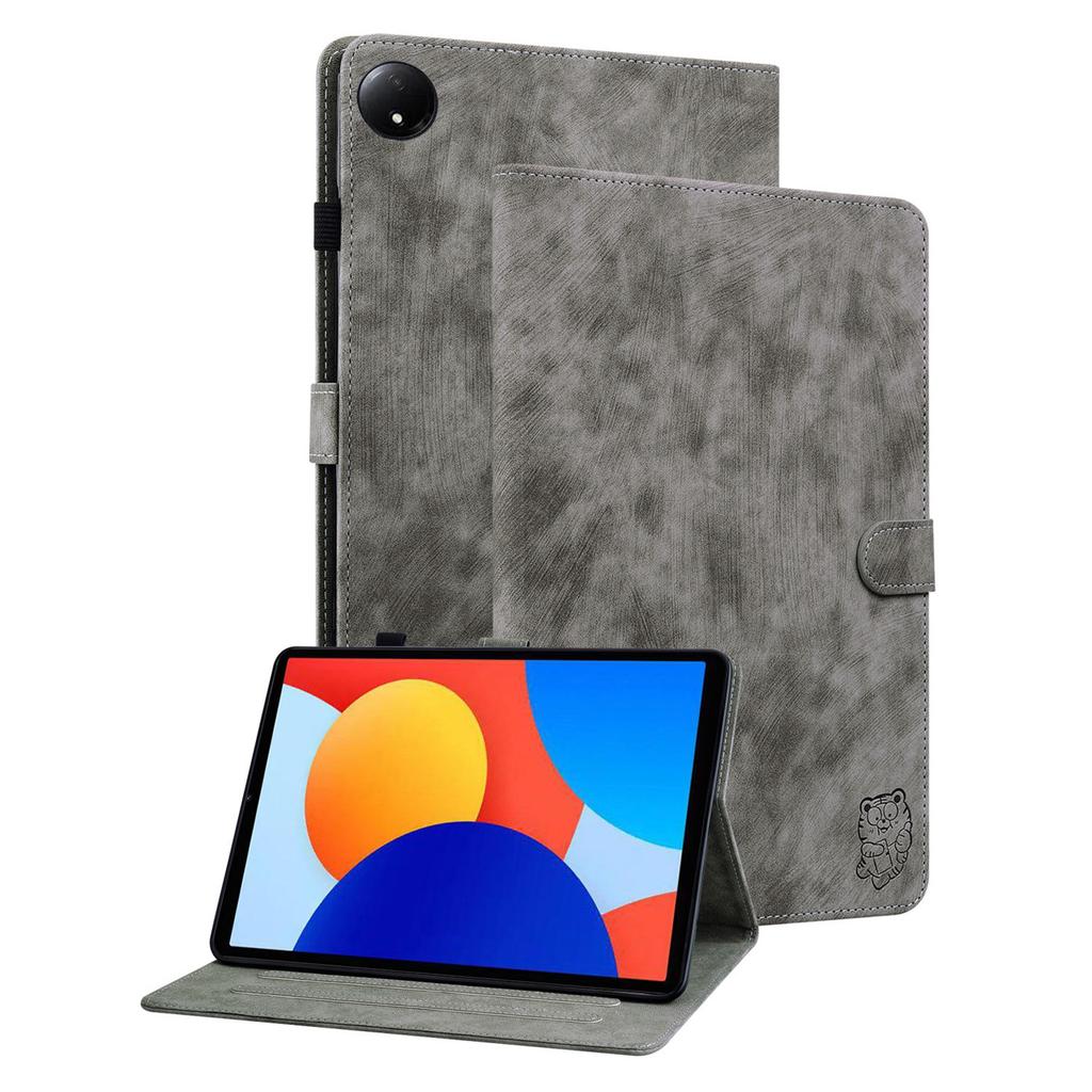 For Xiaomi Redmi Pad SE 4G 8.7 Inch Cases Tiger Imprint Anti-Scratch PU Leather Tablet Cover