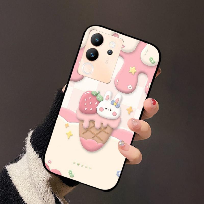 Для Vivo V30 Lite 5G Чехол Модный Кот Астронавт Цветок Сумка для Телефона Для Vivo V30Lite 5G Роскошный Защитный Fundas Черный Coque