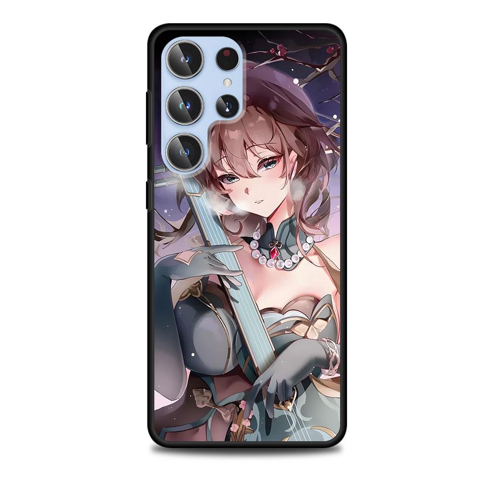 Чехол Ruan Mei Honkai Star Rail для Samsung Galaxy S23 S21 S20 FE S24 S22 Ultra S10 S10e S9 Plus Мягкий Черный ТПУ Чехол для Телефона