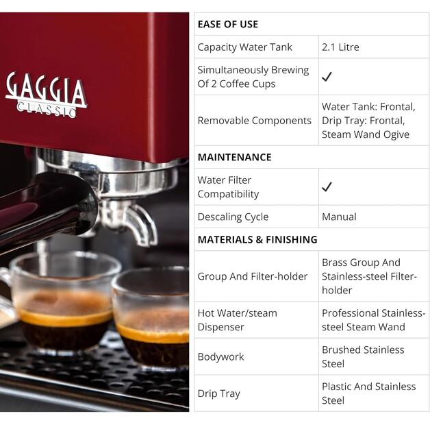 Coffee Machine Gaggia RI9480/12 New Classic Rot