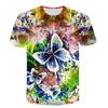 Summer New Fashion Men Flowers Butterflies Graphic T Shirts 3D Personality Trend Hip Hop Print T-shirt Short Sleeve T-shirts Top