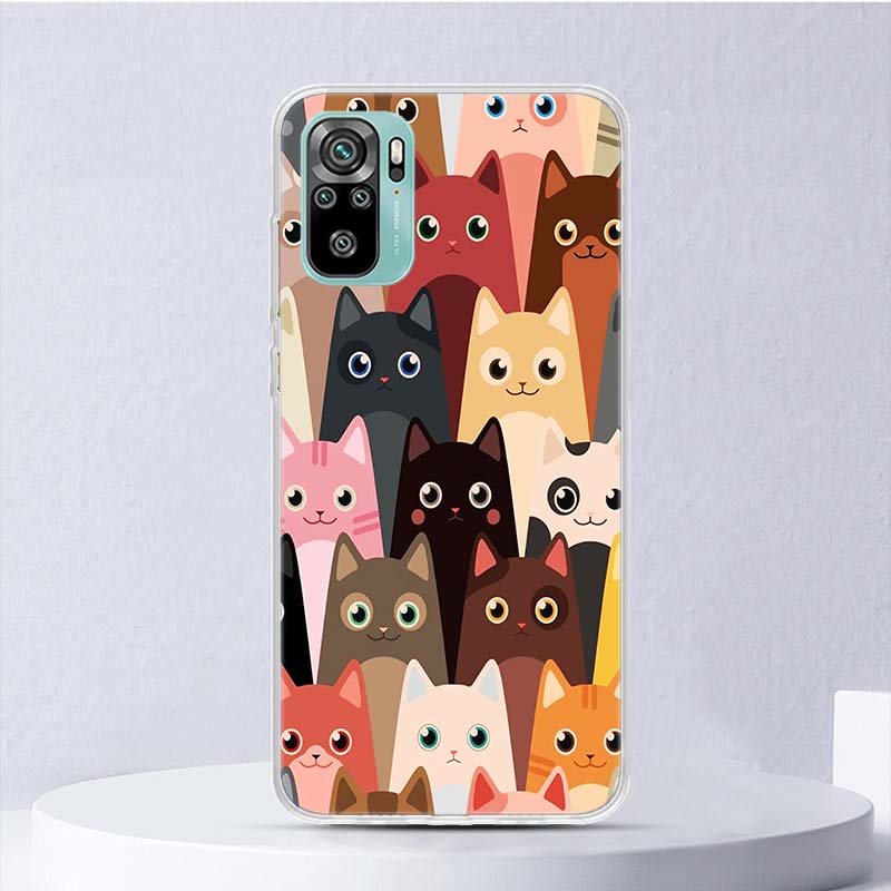 Кот Милый Котенок Мультяшный Мягкий Чехол Для Xiaomi Redmi Note 14 13 12S 11S 10S 12 Pro Plus Чехол Для Телефона 11 10 11E 11T Note14 Оболочка Coq