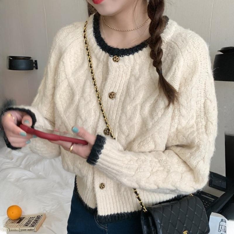 Весна Осень Корейско-Французский Ретро Ленивый Стиль Мягкий Вязаный Свитерок Топ для Женщин