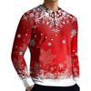 Men's Casual Button-Down Sweatshirt Fashion Printed Long Sleeve Shirt Pullover