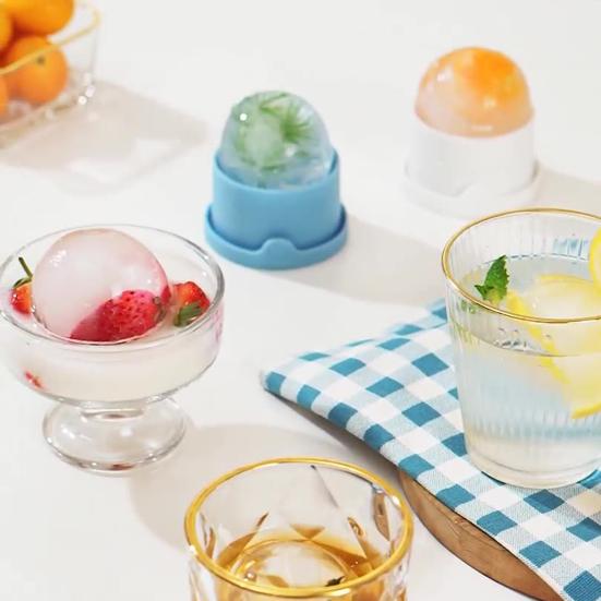 4 шт. Силиконовая форма для ледяных шариков Круглый поднос для кубиков льда Без БФА Легкое извлечение Сферический ледогенератор для виски коктейлей