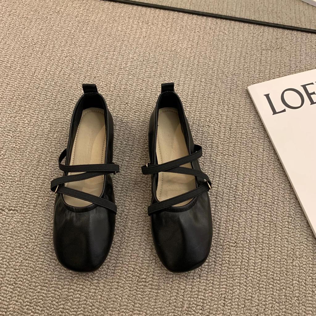 Fashion Bailamos Women Shoes 2024Brand Designer Mary Janes Shoes Woman Square Toe Japanned Leather Flats Vintage Narrow Band Loafers