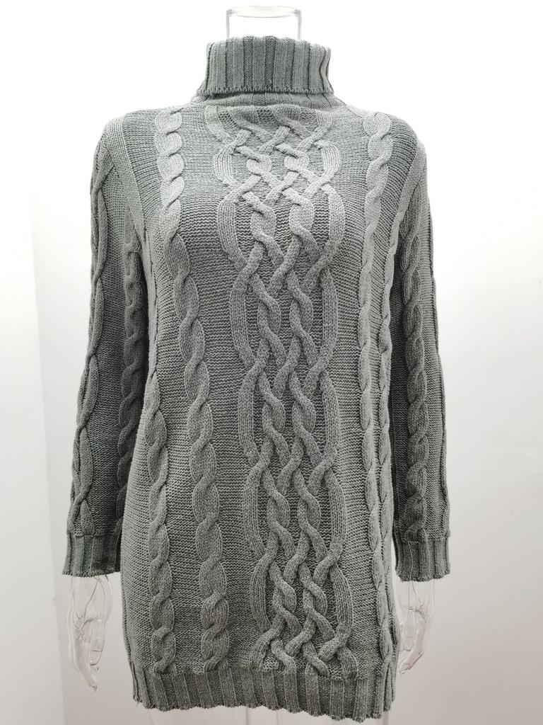 Осенне-зимние утолщенные платья-свитера для женщин, водолазка, вязаные ретро-свитера с длинным рукавом, женские пуловеры, свитер