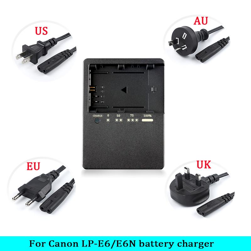 LC-E6E LC-E6 Charger For Canon LP-E6 LP-E6N LP-E6NH Battery EOS 70D 60D 5D Mark III 5D Mark IV 5DSR 6D MARK II 60D 80D 7D R5 R6