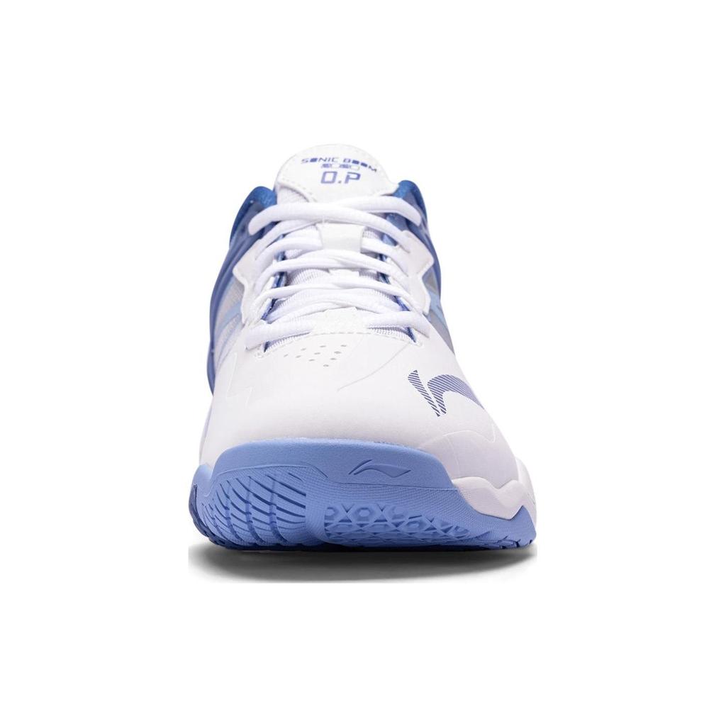 Li-Ning Кроссовки для бадминтона Sound Explosion OP Sports Minimalist Durable Low-Top для мужчин, белые, синие, AYZQ009-9