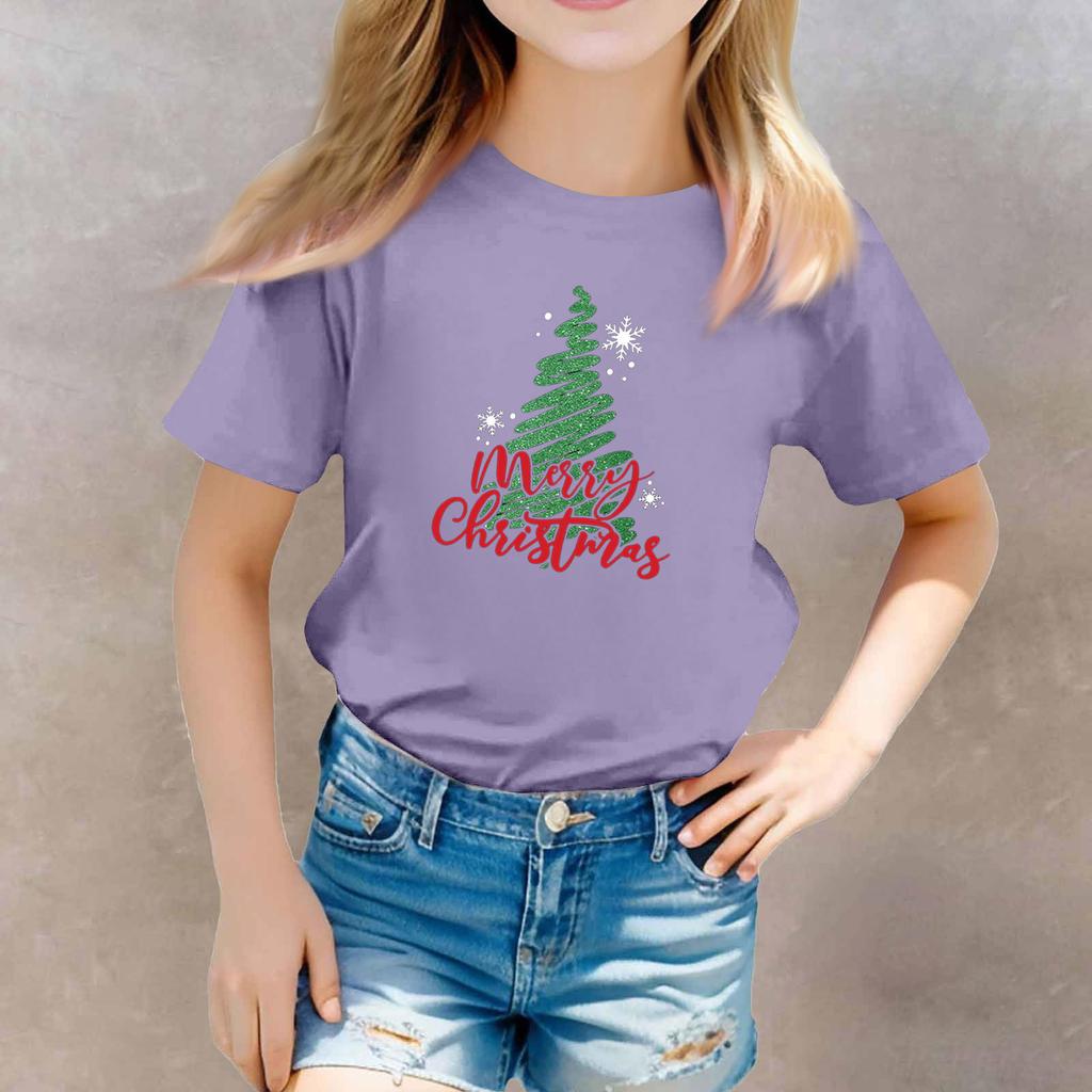 Christmas Day Toddler Girl Boy T-Shirts Kids Top Boys And Girls Printed Short Sleeved T-shirt