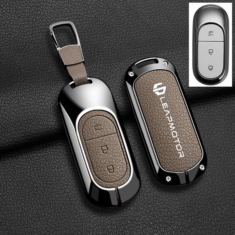 BFM1 Car Remote Key Case Cover For Leapmotor C16 C11 C10 C01 B10 T03 S01 Type Zinc Alloy Leather Protector Auto Keychain Accessories